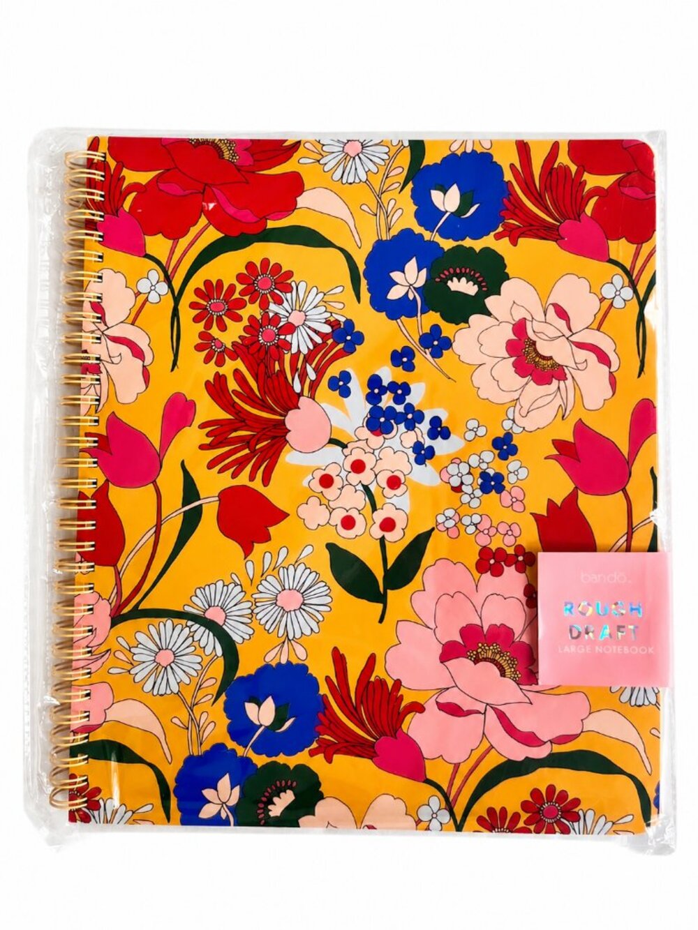 ban.do Rough Draft Large Notebook Yellow Floral NWT 11x9 Lined